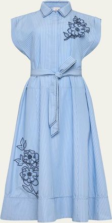 Cinq &agrave; Sept Callie Pinstripe Floral Midi Dress
