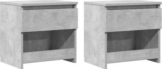 vidaXL Vidaxl - Mesitas De Noche 2 Uds Contrachapada Gris Hormig&oacute;n 40x30x39 Cm