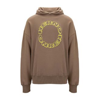 Herno Hoodies, male, Brown, Size: L Mens Hooded Sweatshirt with Logo