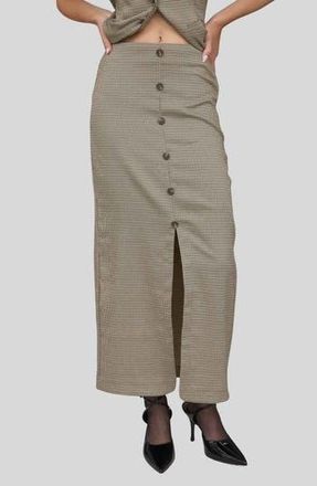 Blu Pepper Button Front Pencil Maxi Skirt in Khaki Multi at Nordstrom Rack, Size Medium
