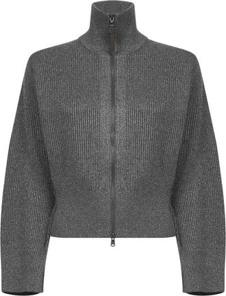Brunello Cucinelli Sprankelende Kasjmier Gebreide Trui - Dames - Cashmere truien - Grijs - M - Kasjmier - Truien & Vesten