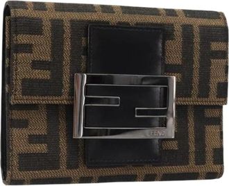 Fendi Pre-owned Zucca Canvas Portemonnee - Dames - Vintage Accessoires - Bruin - ONE Size - Leer - Vintage