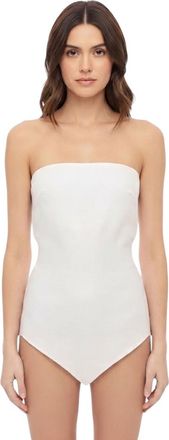 Miu Miu White Solid Strapless Top