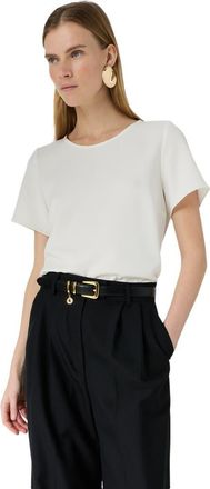 Gerard Darel Ciara Metallic Trim Round Neck Top in Ecru at Nordstrom, Size 14
