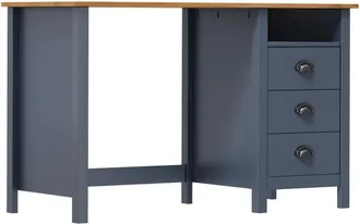 vidaXL Vidaxl - Escritorio Hill Con 3 Cajones Madera De Pino Gris 120x50x74 Cm