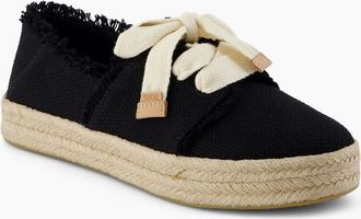 Toms Womens TOMS Carolina Lace Up Cotton Womens Black Beachside Flip Flops - Size: 4