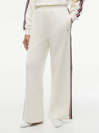 Tommy Hilfiger Womens Signature Stripe Terry Sleep Pant - Ivory Petal - XL