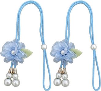 OEM Sujetadores De Flores Decorativos Con Cuentas, Juego De 2 - Azul