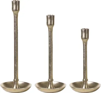 Beliani Conjunto De 3 Candeleros De Metal Dorado Portavelas Centro De Mesa Glamour Liwung