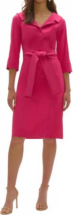 Joseph Ribkoff Geranium Stretch Taffeta Sheath Dress With Sash Belt