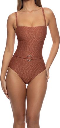 Luli Fama Muse Glow Square Neck One Piece in Brown at Nordstrom, Size X-Small