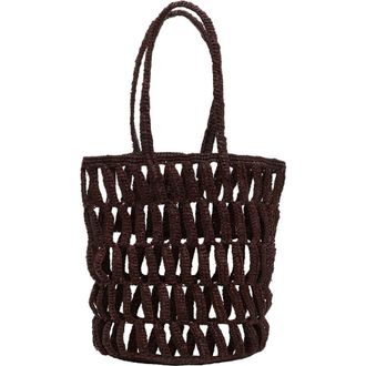 Vitamin A Salinas Raffia Bucket Bag in Chocolate Brown at Nordstrom