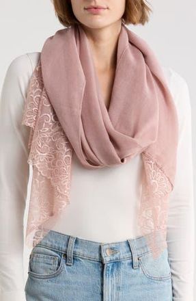 La Fiorentina Lace Embroidery Trim Scarf in Blush at Nordstrom Rack