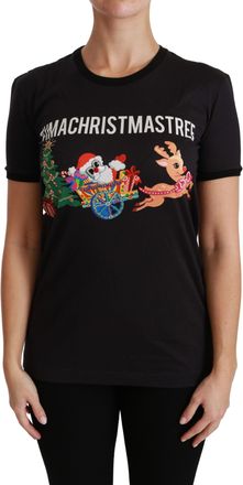 Dolce & Gabbana Womens Christmas Tree Tshirt Tsh4444 - Black Cotton - Size EU 38 (Womens)