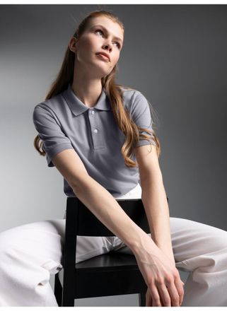 Trigema Poloshirt TRIGEMA TRIGEMA Poloshirt DELUXE Piqu&eacute;, Damen, Gr. 4XL, grau (cool, grau), Piqu&eacute;, 100% Baumwolle, Basic, lang, ohne Ausschnitt, Shirts Polos