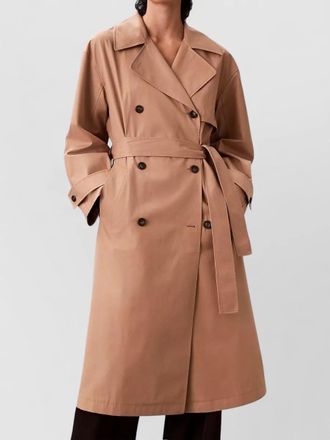 Calvin Klein long cotton trench coat belted waist