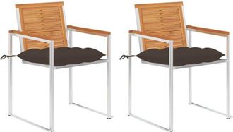 vidaXL Vidaxl - Sillas De Jard&iacute;n Con Cojines 2 Uds Madera Maciza Acacia Y Acero