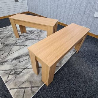 Kosy Koala 2 Set Modern Light Wood Effect Dining Benches for Home Kitchen Hallwy in Beige