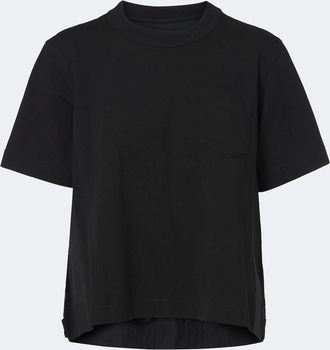 sacai Cotton jersey and denim T-shirt