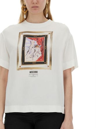 Moschino Satin Still Life with Heart Blouse - White