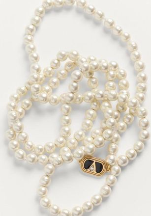 Valentino Garavani Collana Valentino Garavani Ovalette In Metallo, Smalto E Perle Uomo ORO/NERO/CREMA UNI