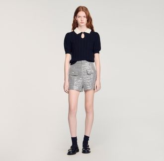 Sandro Pearl collar cable knit jumper