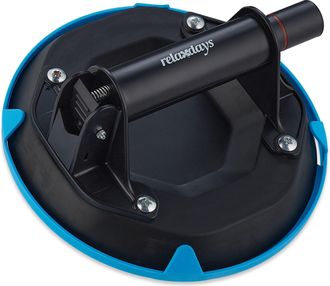 Relaxdays Relaxdays - Set 2 Ventosas Para Cristal, Transporte De Paneles, Azulejos Y Baldosas, Elevador De Vidrio Hasta 120 Kg, Negro/azul