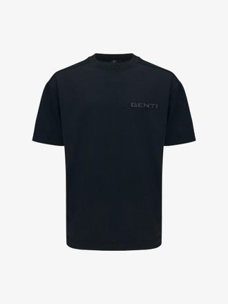 Genti Embroidered Logo T-shirt | Zwart