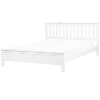Beliani Beliani - Modern Solid Wood eu Double Size Bed Frame 4ft6 White Slatted Mayenne