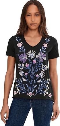 Johnny Was Everyday Tee- Adina Womens Clothing Black : LG, Cotton