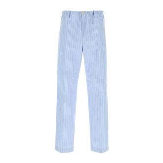 Dries Van Noten Penny pyjamabroek van geborduurde popeline - Heren - Broeken - Blauw - Maat: L Katoen