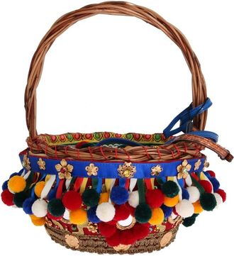 Dolce & Gabbana Vrouwen Multicolor Katoen Versierde Agnese Mand Draagtas