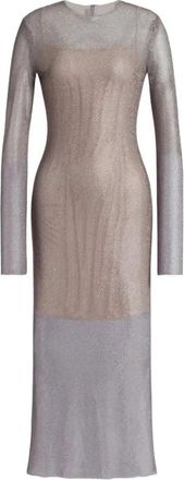 Alberta Ferretti Two-Tone Silver Mesh Dress with Fitted Silhouette