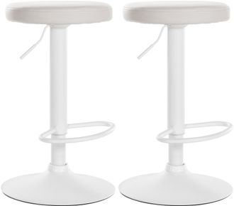 Clp Clp - Set De 2 Taburetes De Bar Ponte En Polipiel Blanco Metal Blanco Mate