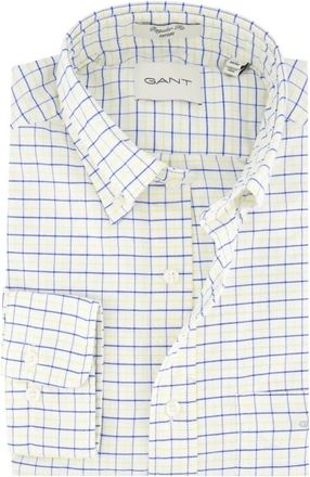 GANT Overhemden, Heren, Wit, 5Xl, Katoen, Casual Overhemd Blauw Geel Wit Geruit