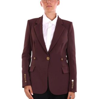 Elisabetta Franchi Padded-Shoulders Blazer - female - Elisabetta Franchi - Blazers - Brown - XL - Jackets