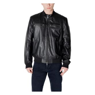 Peuterey Elegante Leren Herenjas - Heren - Leren en Su&egrave;de Jassen - Zwart - M - Leer - Jassen