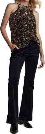 Summum Sequined Singlet Top In Black/gold