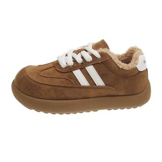 Generic Women winter cotton snow boots with thick fleece warm and antifreeze snow boots (Khaki,6.5)