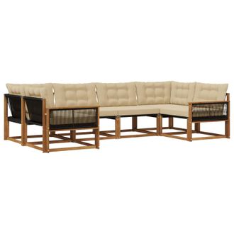 vidaXL Conjunto De Sof&aacute;s De Exterior Con Coj&iacute;n 6 Pcs Natural Y Beige Vidaxl
