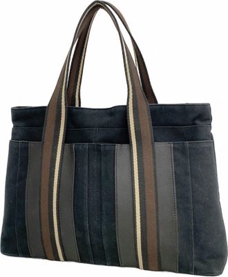 Herm&egrave;s Black Canvas Tote Bag (Pre-Owned)