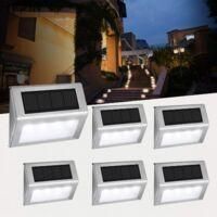 OEM Litzee - 4 Luces Solares Led Para Jard&iacute;n - Iluminaci&oacute;n Exterior Impermeable Ip44 - Blanco Fr&iacute;o 6000k - Sensor Crepuscular Para Escaleras Y Vallas - Cr