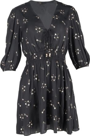 Maje mini-jurk met pailletten en V-hals in zwart polyester