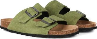 MC2 Saint Barth Luxe su&egrave;de pantoffels met schapenvacht voering - Dames - Sandalen - Groen - 44 EU - Su&egrave;de - Schoenen