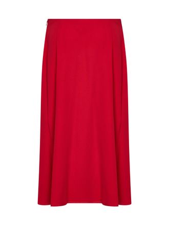 Valentino Flared Midi Silk Georgette Skirt - Red
