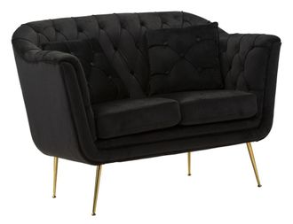 Mauro Ferretti Sof&aacute; de tela negra y metal con cojines (130 x 83 x 91 cm)