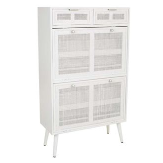 Wanderlust Deco Wanderlust Deco - Mueble Zapatero De Madera Y Rejilla Blanco 70x32x120