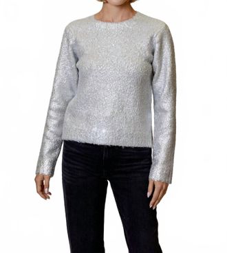 dh New York Crew Neck Metallic Sweater In Snowbound