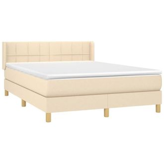 vidaXL Cama Box Spring Con Colch&oacute;n Tela Color Crema 140x200 Cm Vidaxl