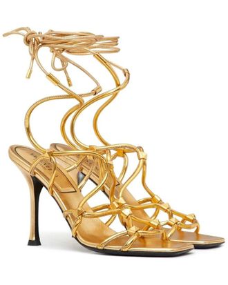 Valentino Rockstud Net Lace-Up Leather Sandal